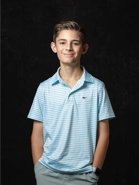 Vineyard Vines Light Blue wave Striped Polo for Kids-Boys M